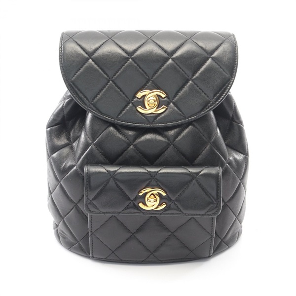 CHANEL Matelasse Rucksack Backpack A10177 Lambskin leather Black GHW Used Women