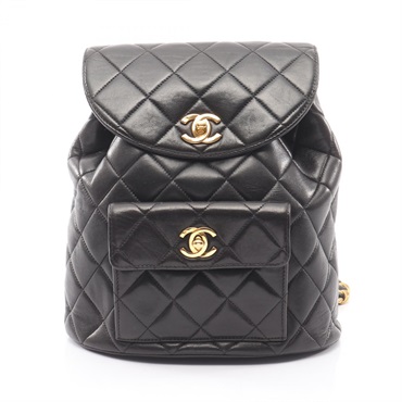 CHANEL Matelasse Rucksack Backpack A04194 Lambskin leather Black GHW Used Women