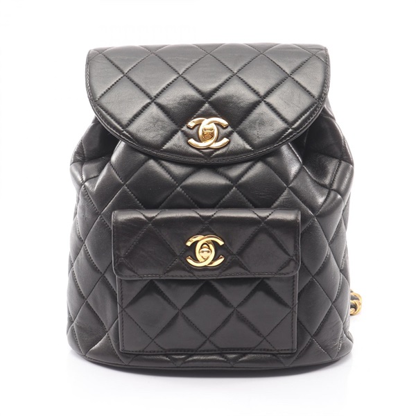CHANEL Matelasse Rucksack Backpack A04194 Lambskin leather Black GHW Used Women