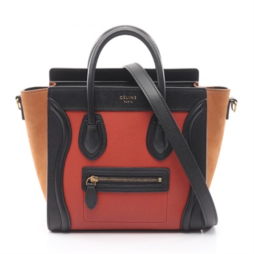CELINE Luggage Nano Shopper Shoulder Crossbody Tote Hand Handbag leather Used