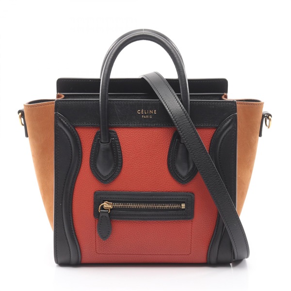 CELINE Luggage Nano Shopper Shoulder Crossbody Tote Hand Handbag leather Used