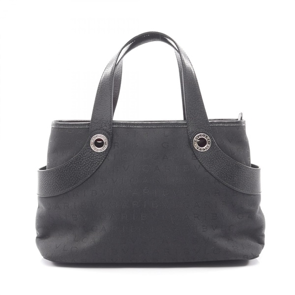 BVLGARI Logo mania Tote Handbag canvas leather Black Used Women