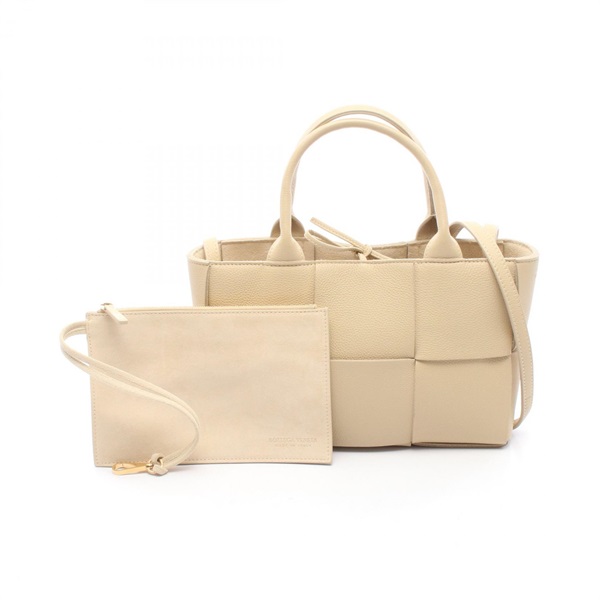 BOTTEGA VENETA Mini Arco 2WAY Tote Bag leather Beige Used Women BV