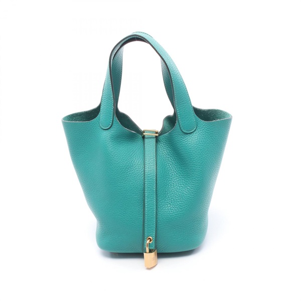 HERMES Picotin Lock PM tote Handbag D Taurillon Clemence Vert veronese Used GHW