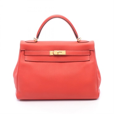 HERMES Kelly 32 Inside titched shoudler Handbag A Togo leather Rouge pivoine GHW