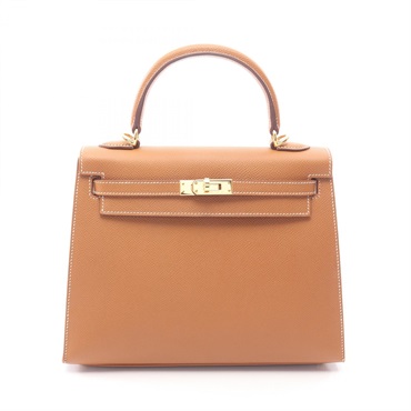 HERMES Kelly 25 Outside Stitched shoulder Handbag B 038416CC Epsom Gold Used GHW