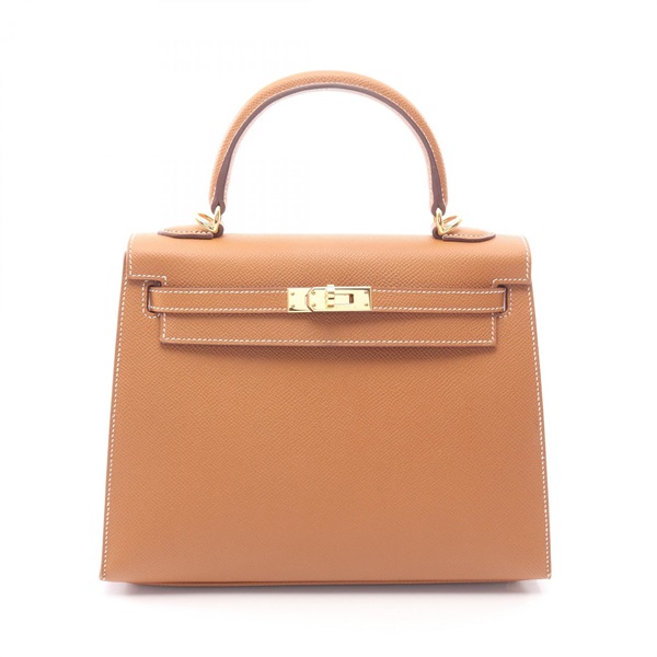 HERMES Kelly 25 Outside Stitched shoulder Handbag B 038416CC Epsom Gold Used GHW