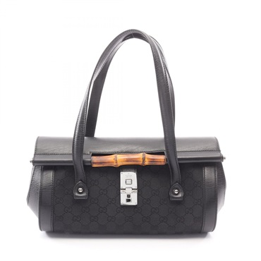 GUCCI Bamboo GG Canvas Handbag 111713 canvas leather Black Used Women