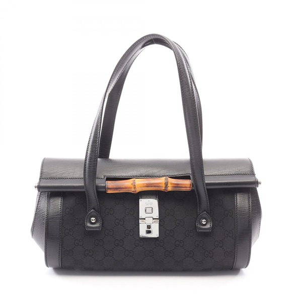 GUCCI Bamboo GG Canvas Handbag 111713 canvas leather Black Used Women