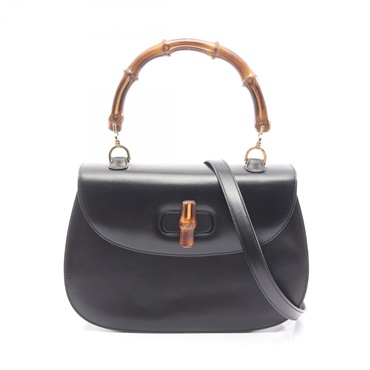 GUCCI Bamboo shoulder crossbody Handbag 000 46 0063 leather Black Used Women