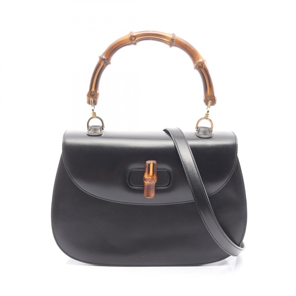 GUCCI Bamboo shoulder crossbody Handbag 000 46 0063 leather Black Used Women