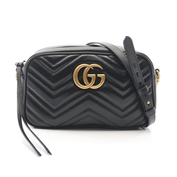 GUCCI GG Marmont Shoulder Crossbody Bag 447632 leather Black GHW Used Women