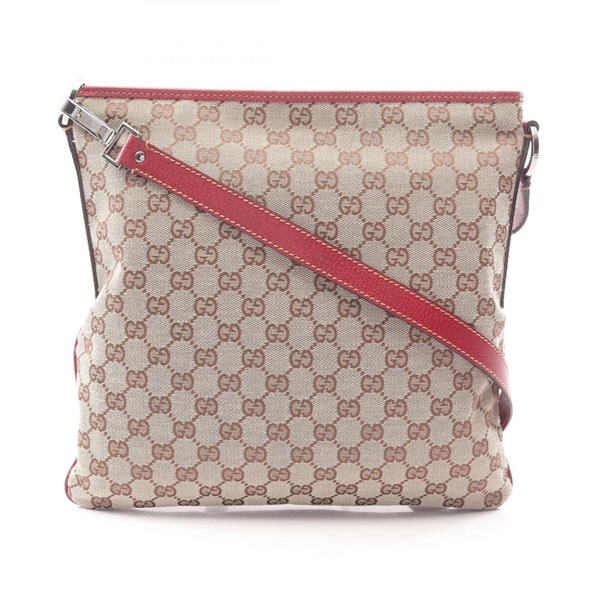 GUCCI GG canvas Shoulder Bag 113013 canvas leather Beige Bordeaux Used Women