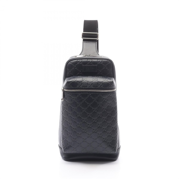 GUCCI Guccissima Waist Crossbody Belt Bag 450970 leather Navy Used mens GG