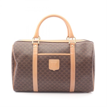 CELINE Macadam Duffel Handbag PVC coated canvas leather Brown Used Women