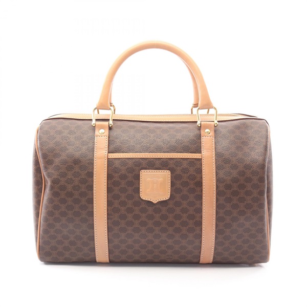CELINE Macadam Duffel Handbag PVC coated canvas leather Brown Used Women