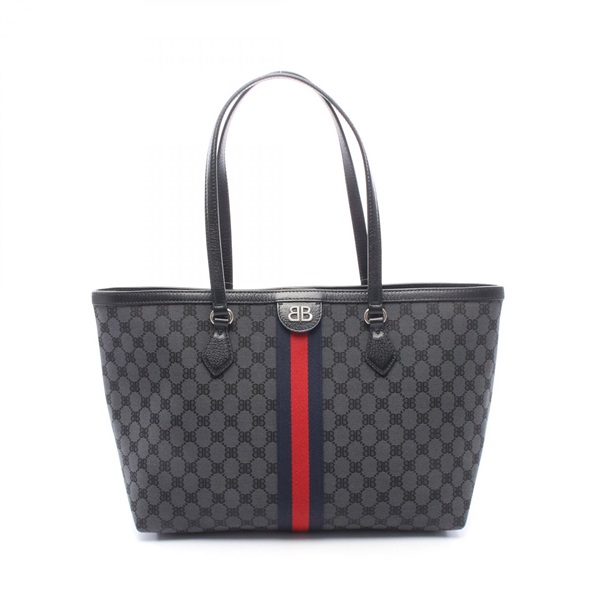 BALENCIAGA × GUCCI The Hacker Project Tote Bag 680125 canvas leather Gray Black