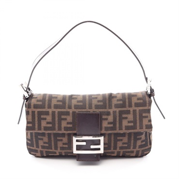 FENDI Mamma Bucket Zucca Shoulder Handbag 26424 canvas leather Brown Black Used