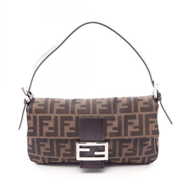 FENDI Mamma Bucket Zucca Shoulder Handbag 26424 canvas leather Brown Black Used