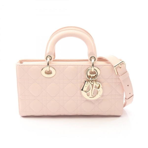 Chiristian Dior Lady D-Joy Medium Cannage Crossbody Handbag leather Pink Used