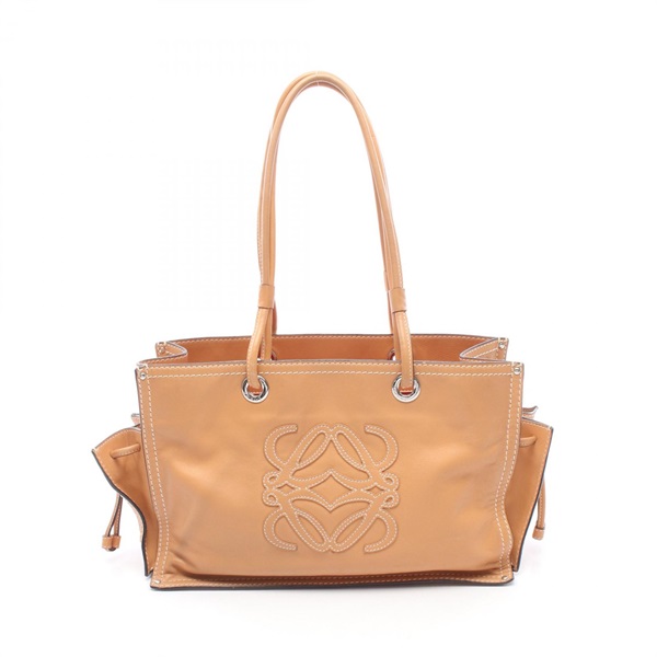 LOEWE Anagram Shopper Tote Bag leather Brown Used Women