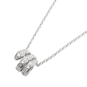 BVLGARI Serpenti Viper Diamond Necklace Pendant 18KWG White Gold Used Women