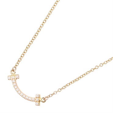TIFFANY＆CO T Smile Tweet Mini Diamond Necklace 18KRG Pink Rose Gold Used Women