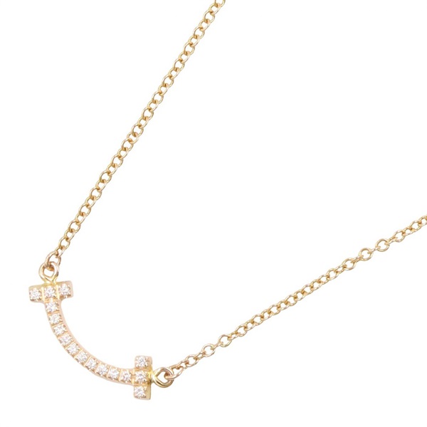 TIFFANY＆CO T Smile Tweet Mini Diamond Necklace 18KRG Pink Rose Gold Used Women