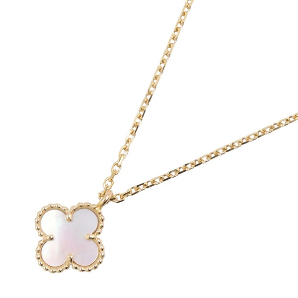 VAN CLEEF & ARPELS Sweet Alhambra Mother of Pearl Necklace 18KYG Gold Used Women