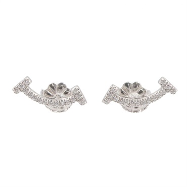 TIFFANY＆CO T Smile Mini Diamond Pierced Earrings 18KWG White Gold Used Women