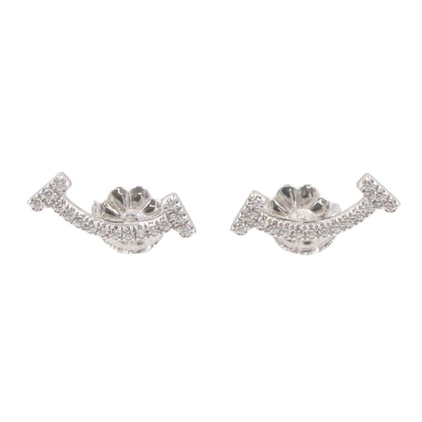 TIFFANY＆CO T Smile Mini Diamond Pierced Earrings 18KWG White Gold Used Women