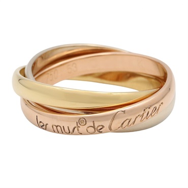 CARTIER Trinity ring 18KYG Yellow 18KPG 18KWG Three gold used US size 6.5 #53