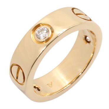 CARTIER Love ring 3P Diamond 18KYG Yellow Gold Used women US size 4.5 #48