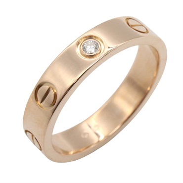 CARTIER Mini Love Diamond Ring 18KPG Pink Rose Gold Used Unisex US size 4.75 #49