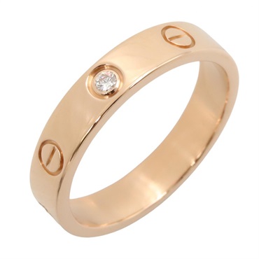 CARTIER Mini Love Diamond Ring 18KPG Pink Rose Gold Used women US size 6.75 #54