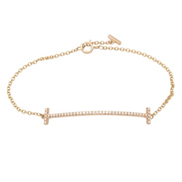 TIFFANY＆CO T Smile Diamond Bracelet 18KRG Pink Rose Gold Clear Used Women