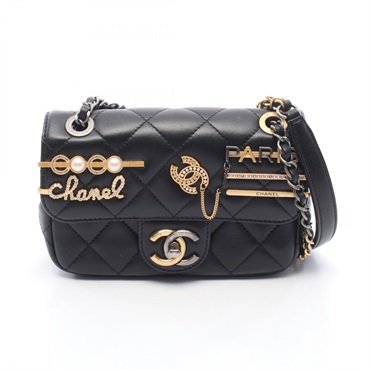 CHANEL Matelasse Clip Coco Chain Shoulder Handbag AS2978 Lamb leather Black Used