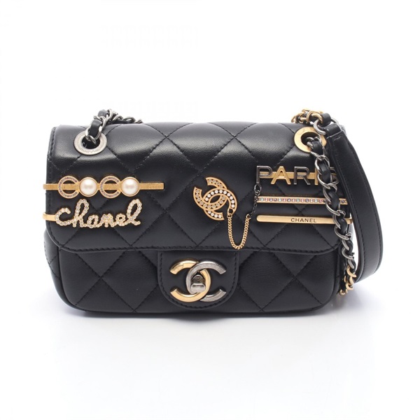 CHANEL Matelasse Clip Coco Chain Shoulder Handbag AS2978 Lamb leather Black Used