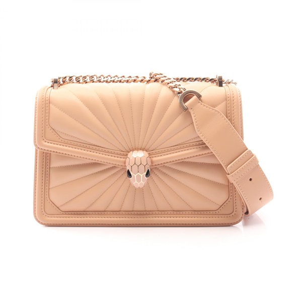 BVLGARI Serpenti Diamond Blast Shoulder chain crossbody Bag leather Pink Used