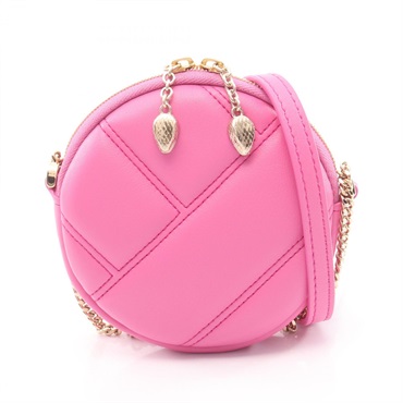 BVLGARI Serpenti Cabochon Mini Pochette Chain Shoulder Crossbody Bag Pink Used