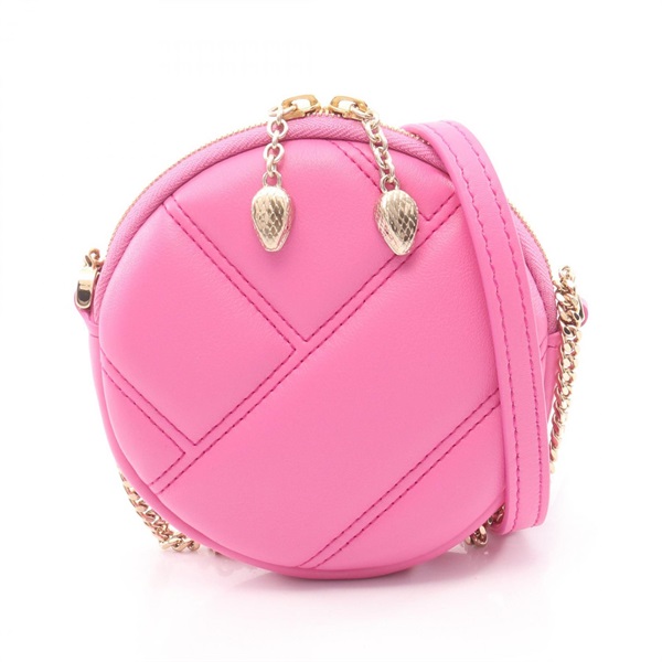 BVLGARI Serpenti Cabochon Mini Pochette Chain Shoulder Crossbody Bag Pink Used