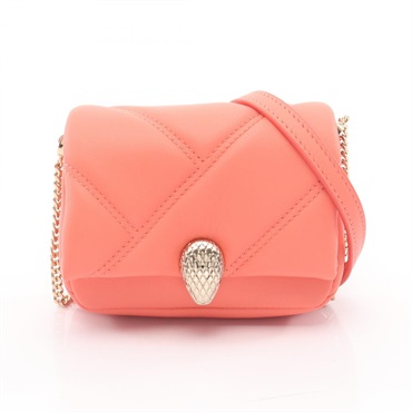 BVLGARI Serpenti Cabochon Micro Chain Shoulder Crossbody Bag leather Pink Used