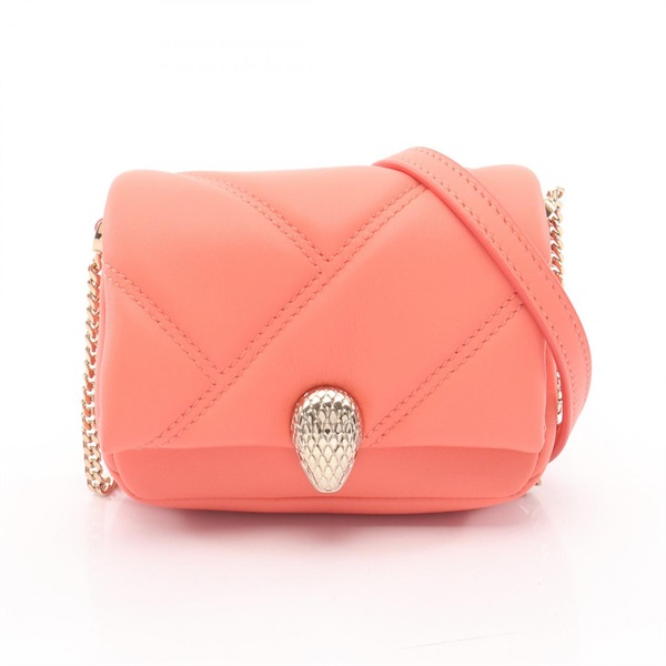 BVLGARI Serpenti Cabochon Micro Chain Shoulder Crossbody Bag leather Pink Used