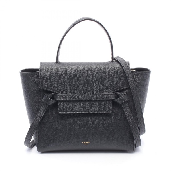 CELINE BELT BAG NANO Crossbody Shoulder Handbag 189003 leather Black Used Women