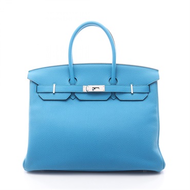 HERMES Birkin 35 Handbag A 071859CK Togo leather Blue zanzibar Malachite SHW