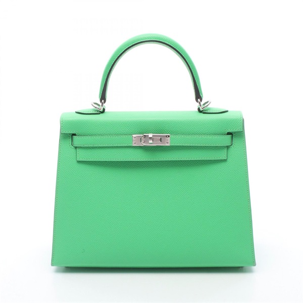 HERMES Kelly 25 shoulder Handbag B 038416CK Epsom leather Vert Comic SHW