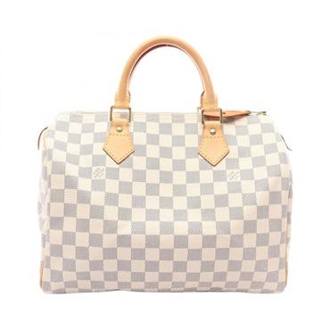 LOUIS VUITTON Speedy 30 Handbag N41001 Damier Azur canvas leather White Used LV