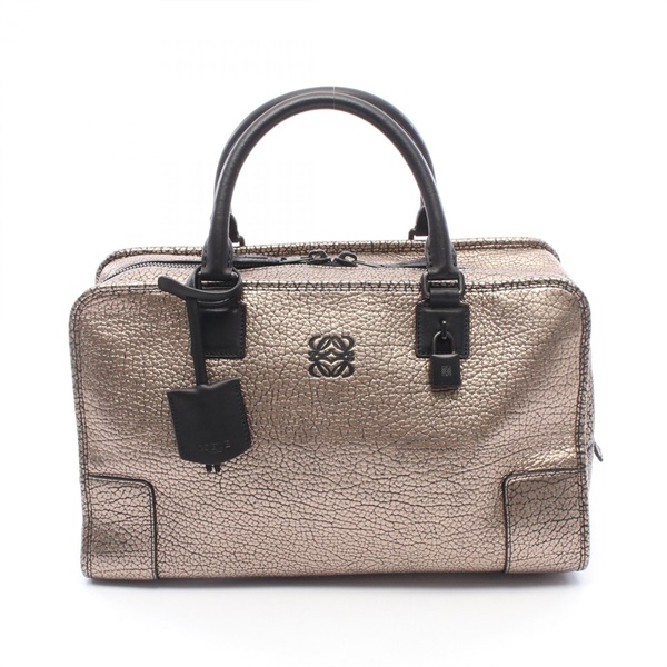 LOEWE Amazona 36 Metallic Handbag leather Gold Used Women