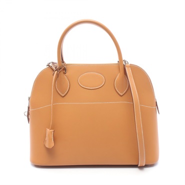 HERMES Bolide 31 Shoulder Handbag Chamonix leather Brown Natural SHW Used R