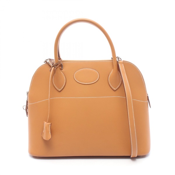 HERMES Bolide 31 Shoulder Handbag Chamonix leather Brown Natural SHW Used R